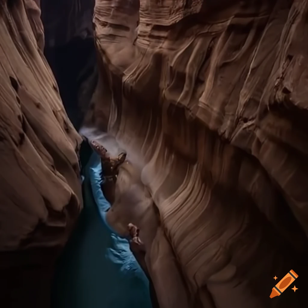 brave man stretching across a deep canyon