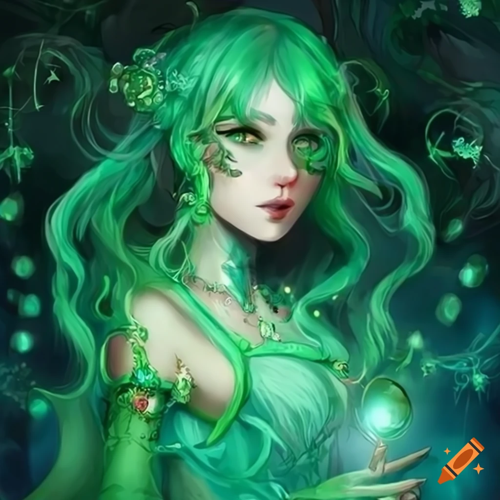 artwork of a magical girl in a green outfit
