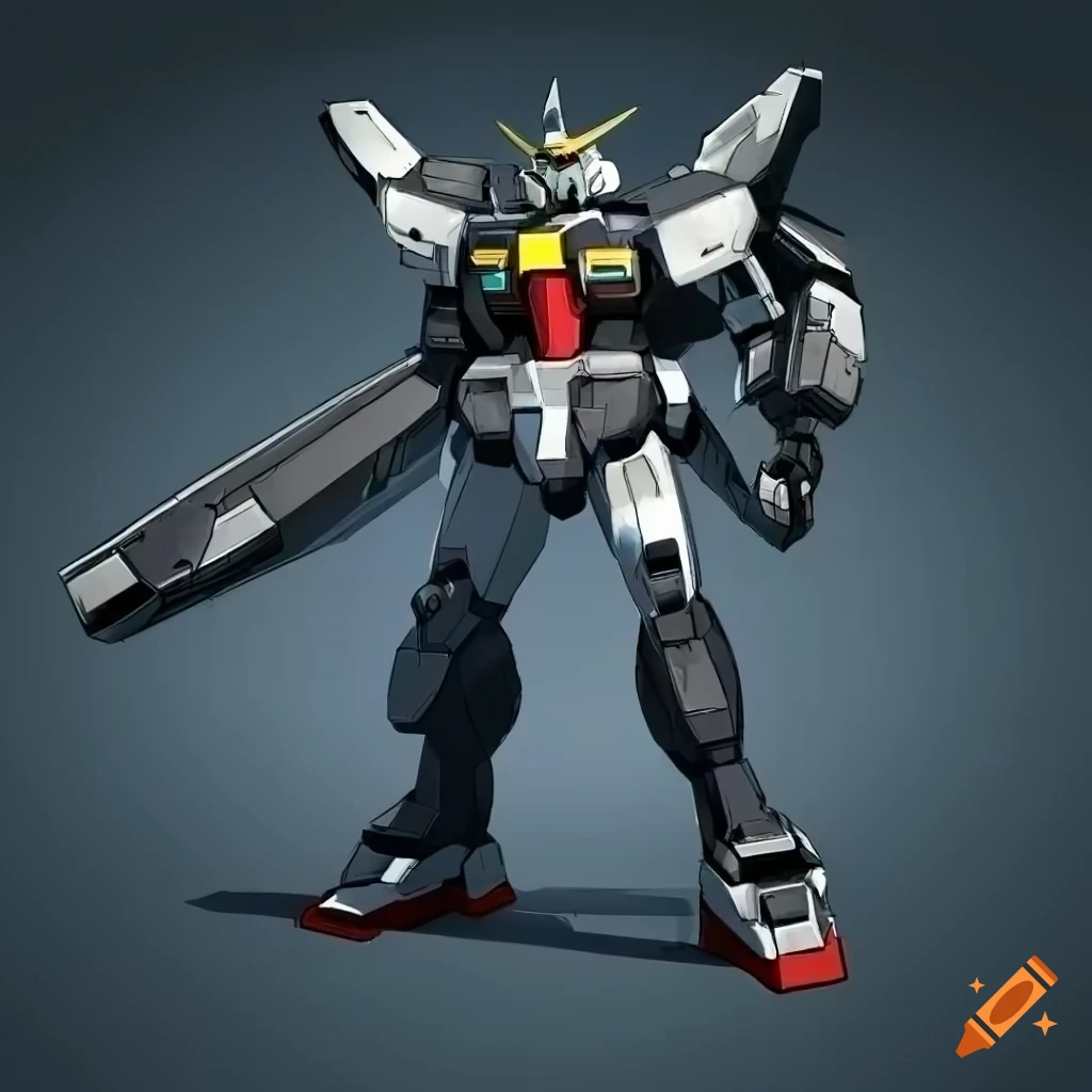 Black gundam mobile suit mecha with visible exoskeleton on Craiyon