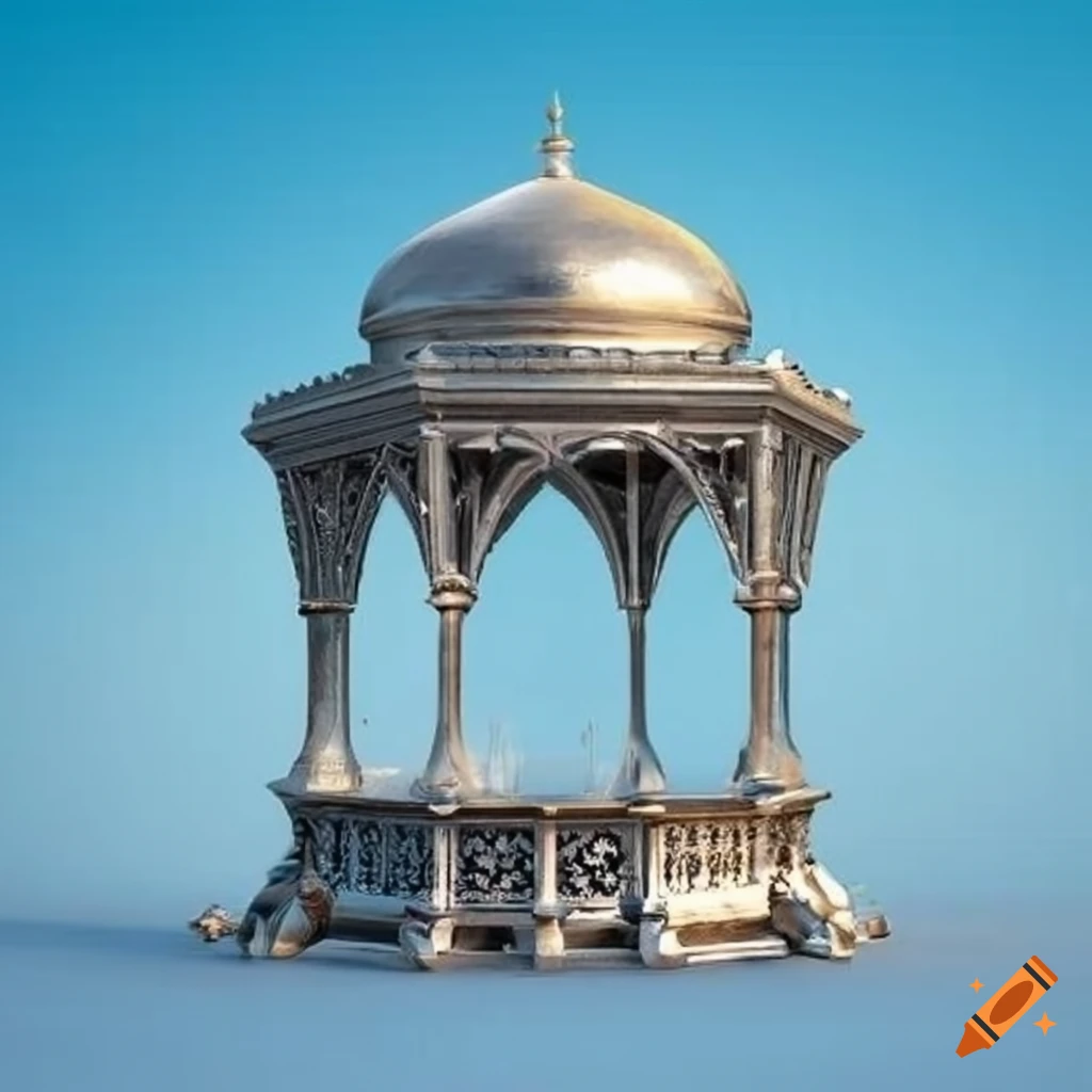 cityscape with silver domes and bronze statues on Craiyon