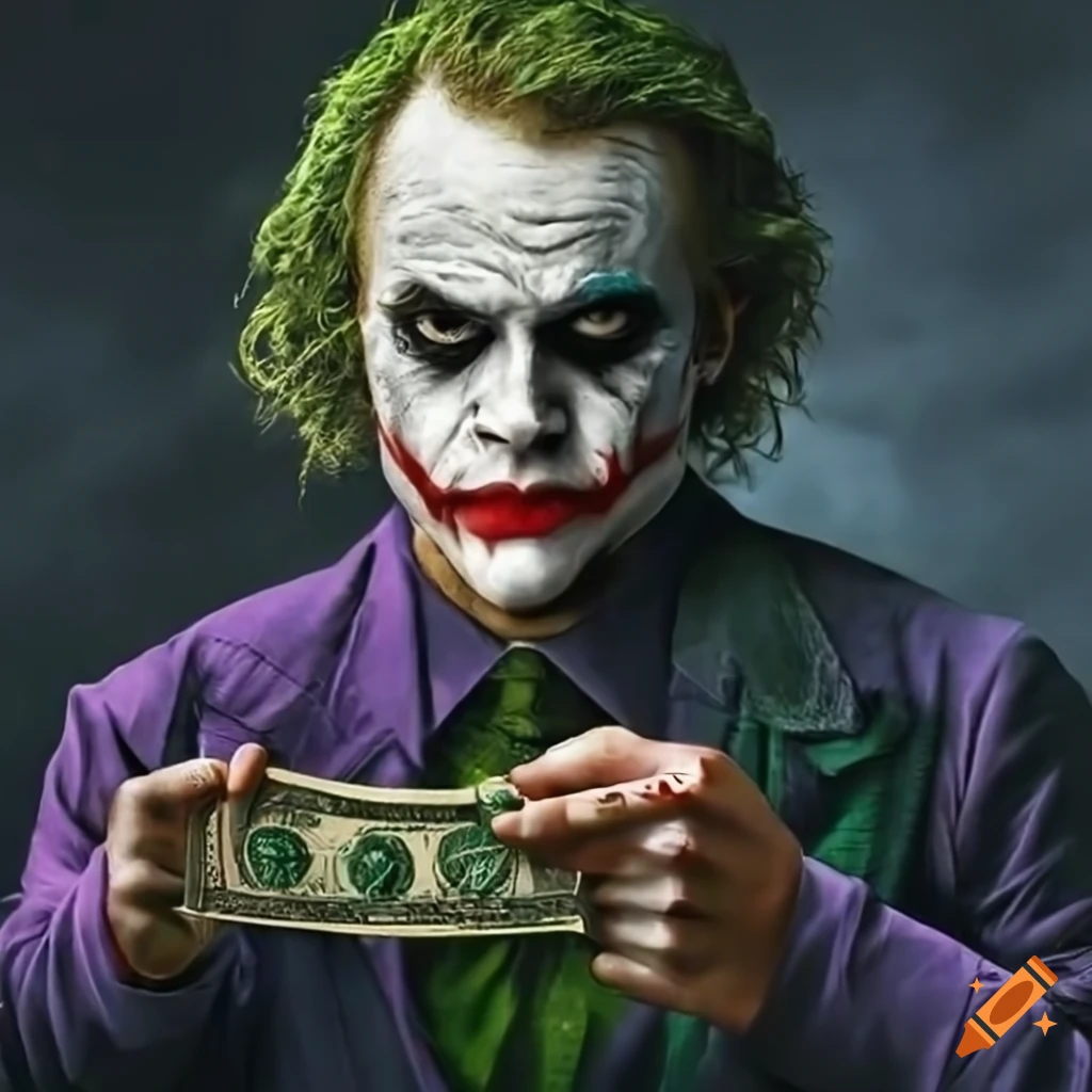 Realistic depiction of heath ledger as the joker in gotham city on Craiyon