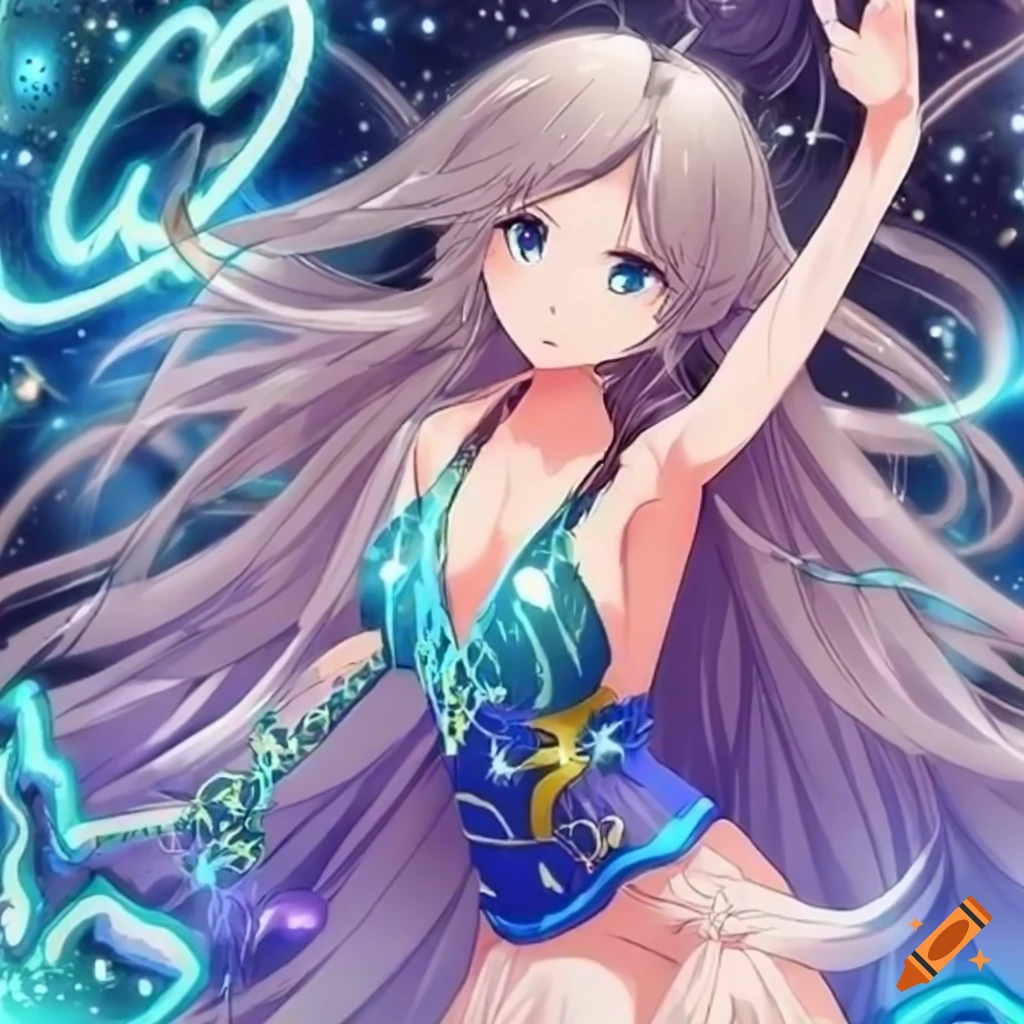 An Aquarius image in anime version with water wave spells | Aquarius art,  Zodiac characters, Cute kawaii drawings