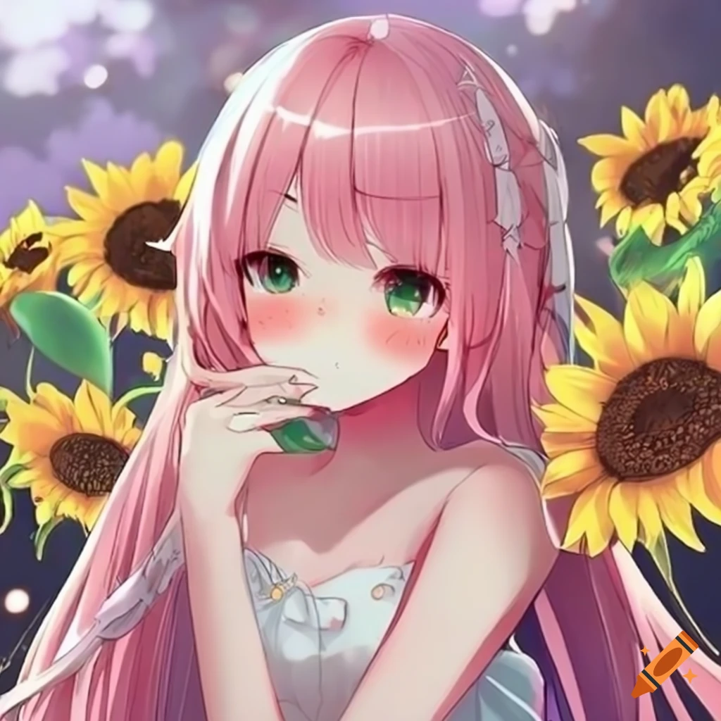 Kawaii anime girl cheering you on, Soft pastel pink