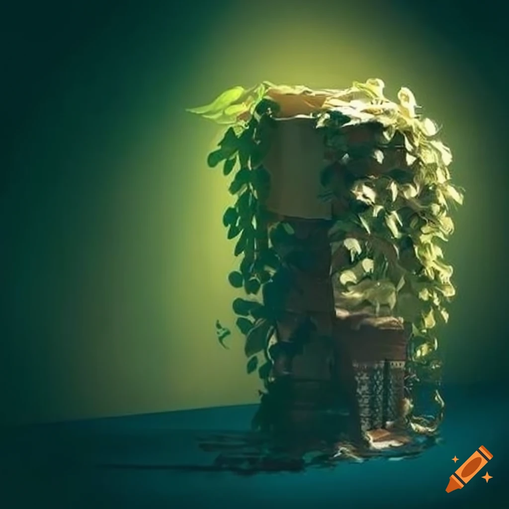 Books transformed into vines and leaves