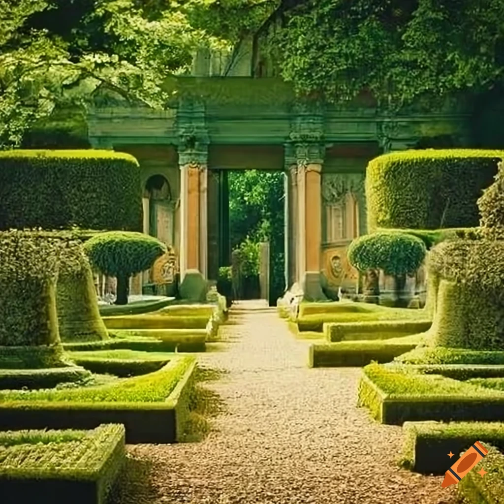 Roman garden with ancient statues on Craiyon