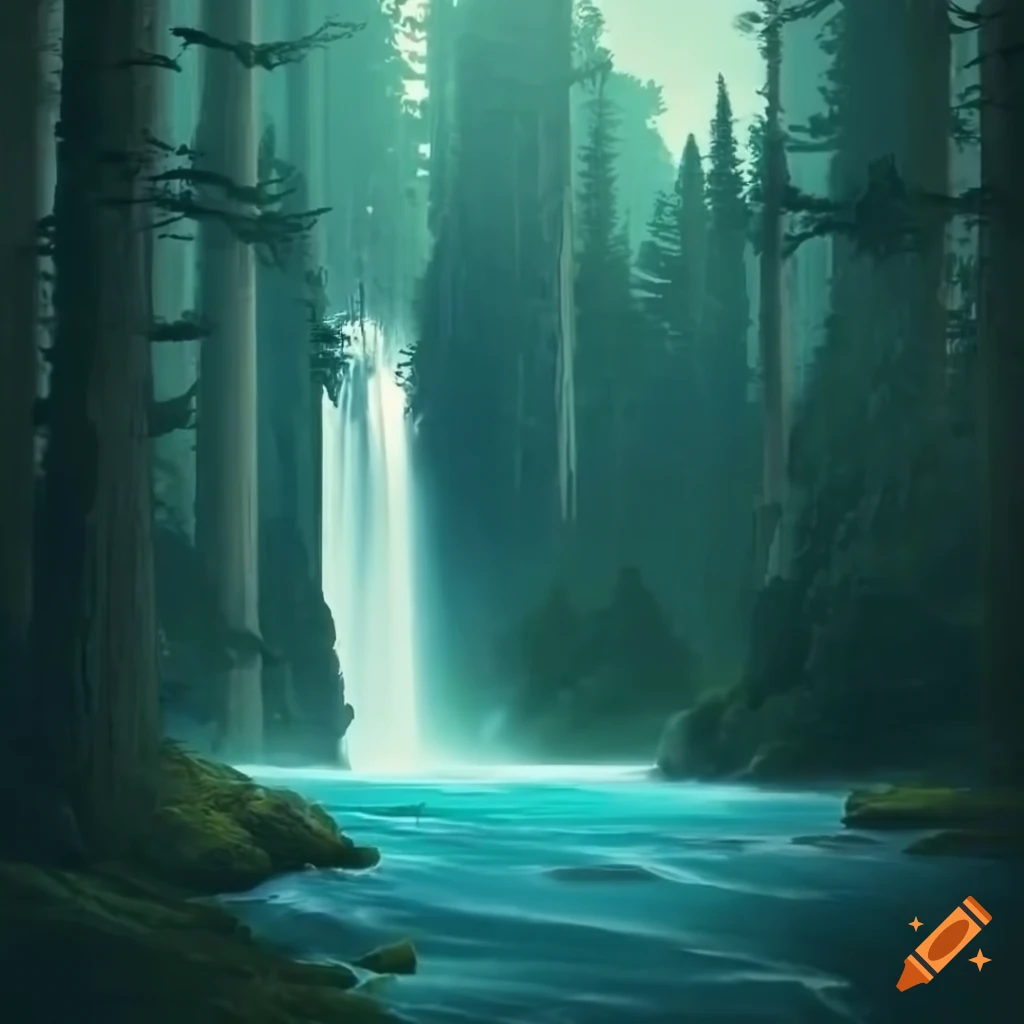 vintage-travel-poster-featuring-a-swedish-forest-with-volumetric