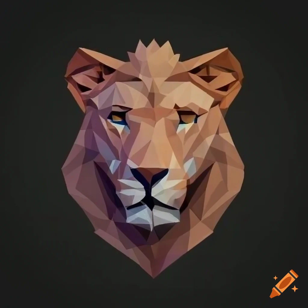 Low poly lion logo design
