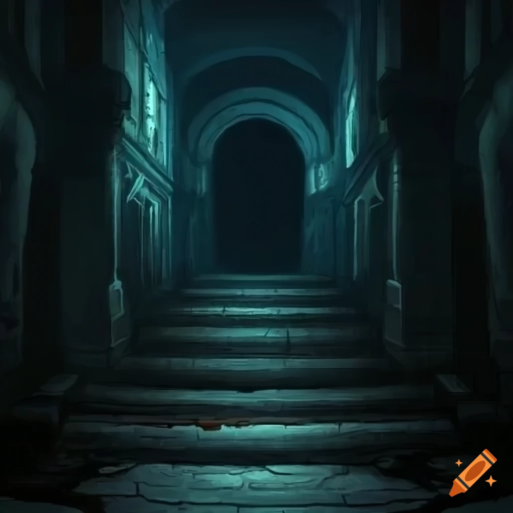 dark hallway in a DND style sewer