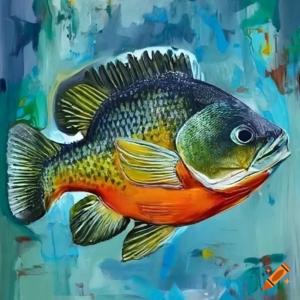 Abstract painting of a bluegill fish