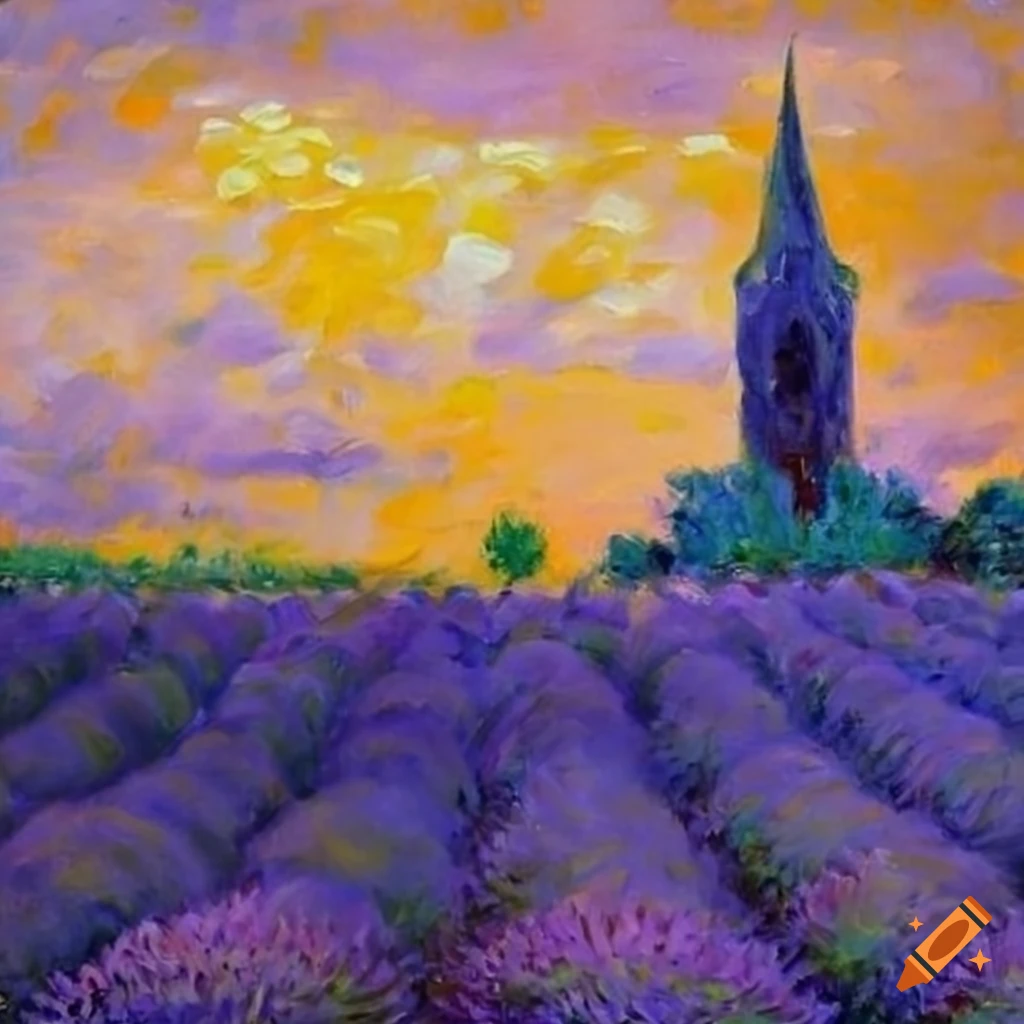 Monet's whimsical lavender field painting