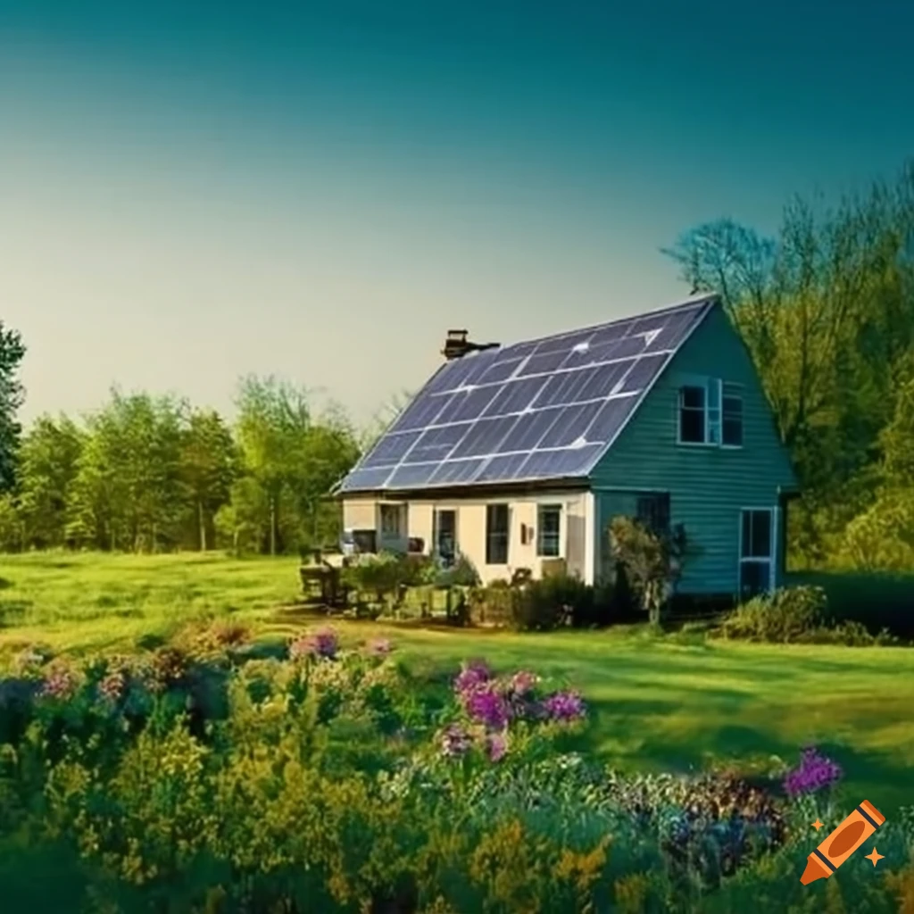 charming farmhouse powered by renewable energy with a garden