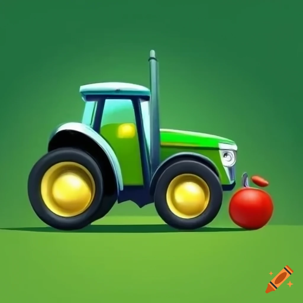 Cartoon green tractor