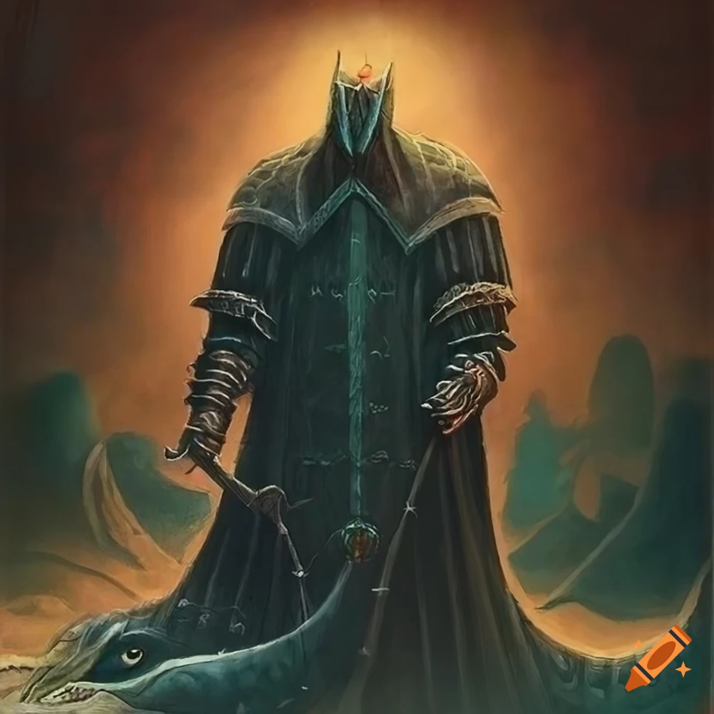 Illustration of a whale knight in dark fantasy art style on Craiyon