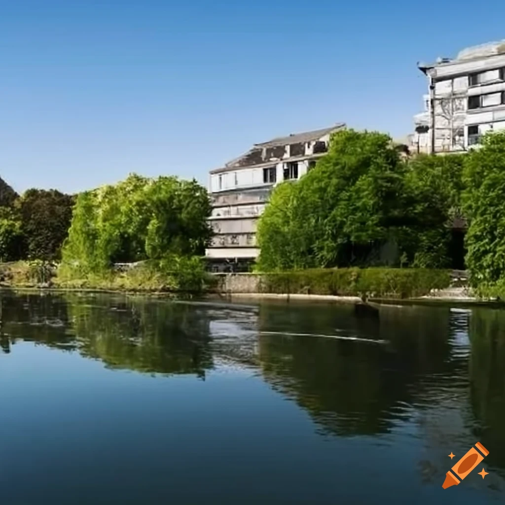 sustainable building with greenery and pergolas