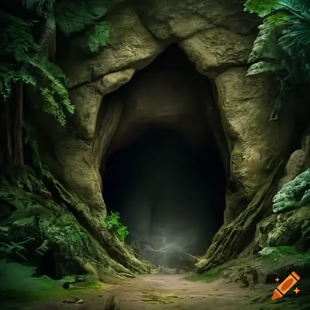 entrance to a cave in the jungle