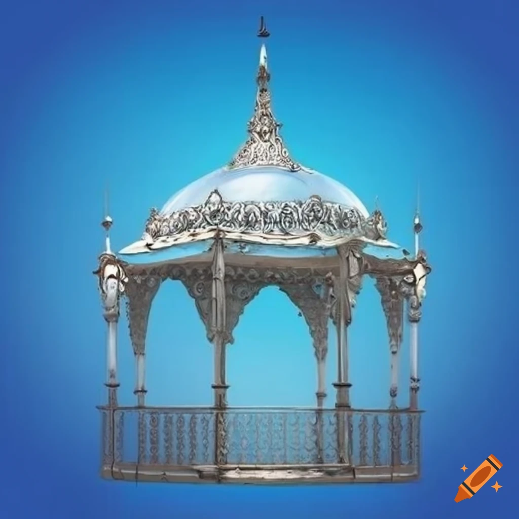 blue and silver Islamic ornamental gazebo