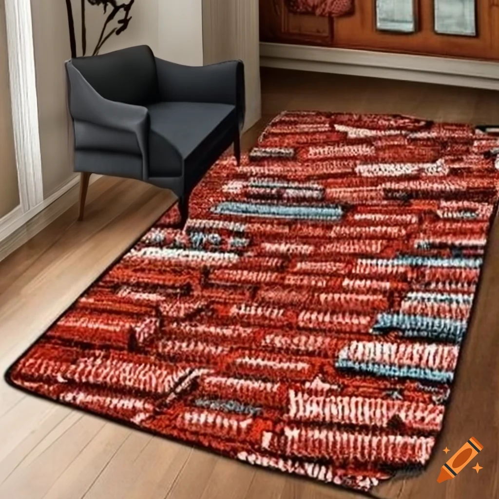 Red brick buildings stairs themed rug