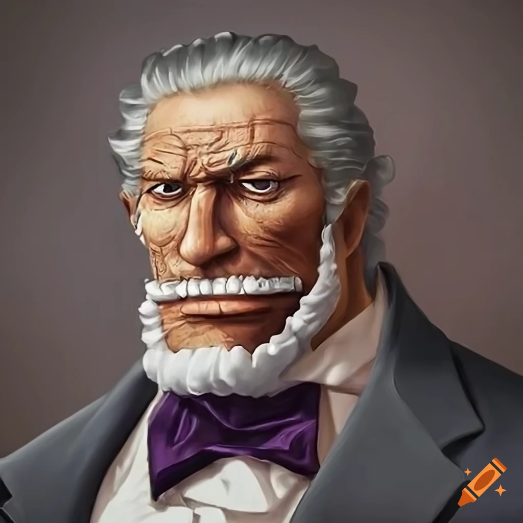 realistic portrait of Garp from One Piece