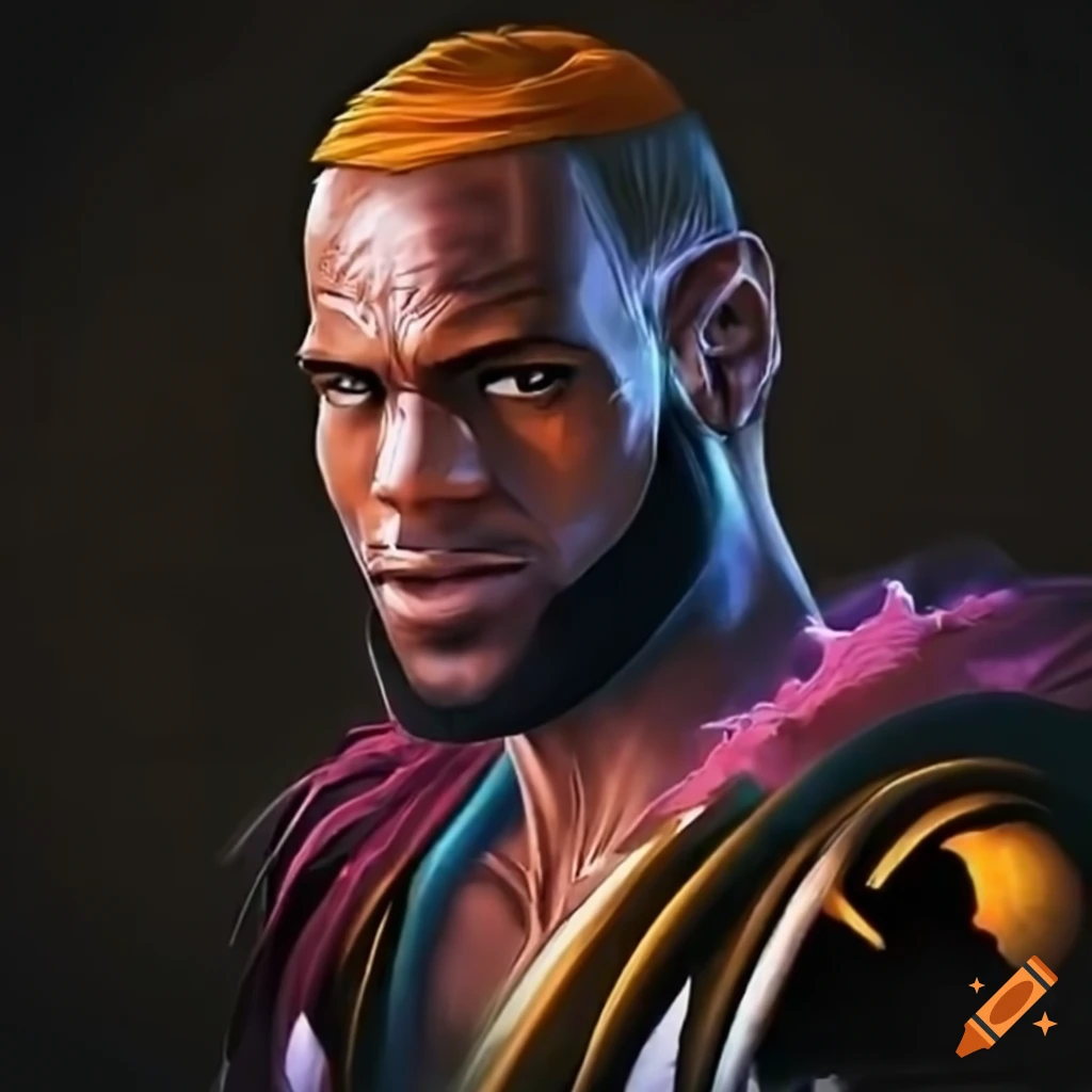 Lebron james with a sword surrounded by an aura