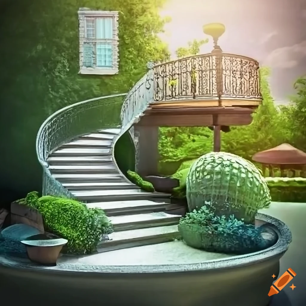 Islamic silver balcony overlooking a pond