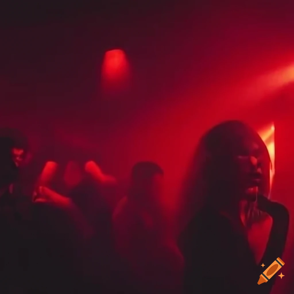 1980s gothic nightclub with red lighting