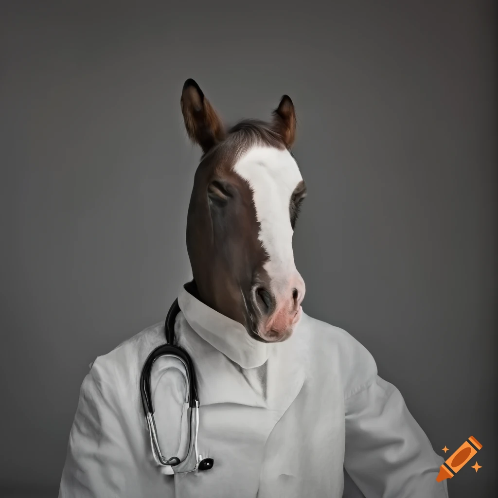 Photo of a horse wearing doctor clothes on Craiyon