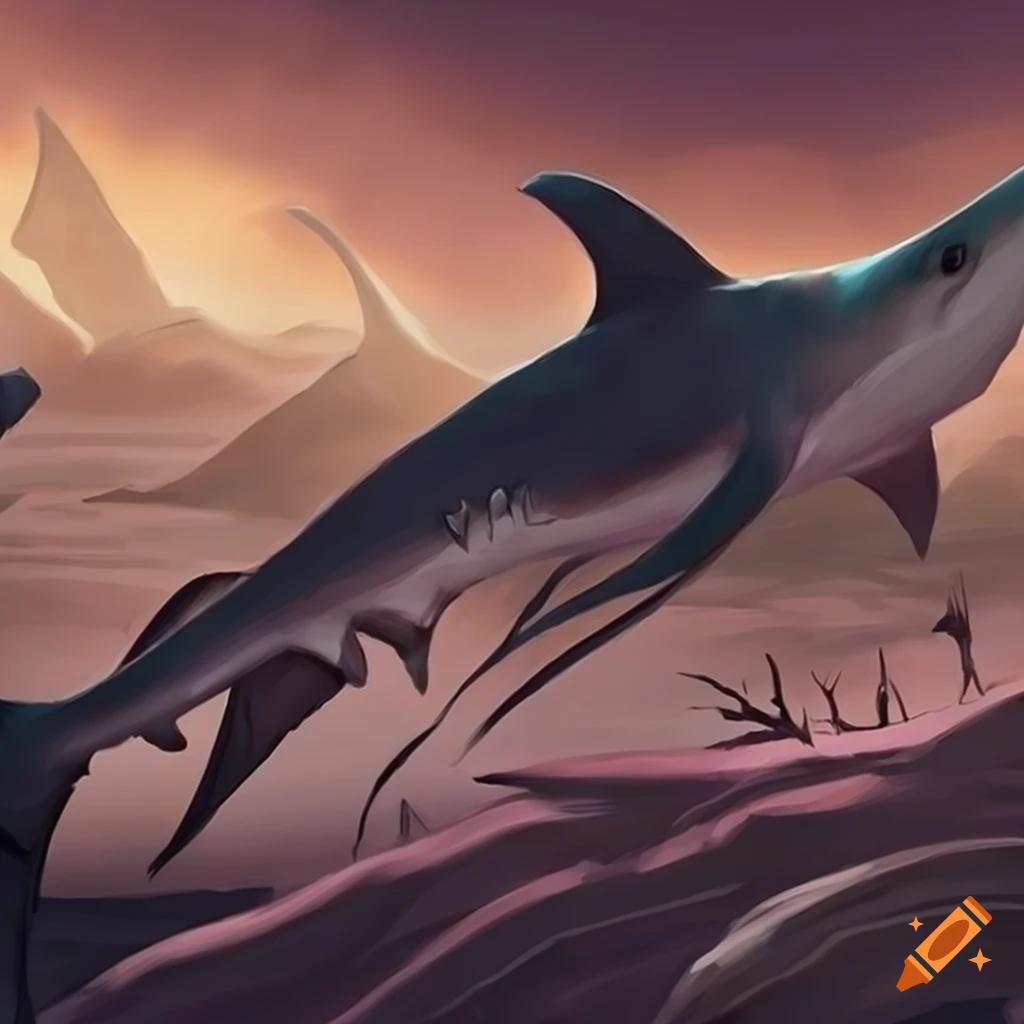fantasy image of a shark in the desert