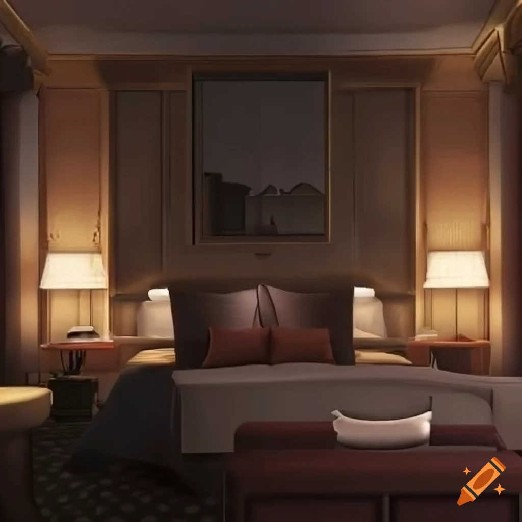 realistic hotel room interior