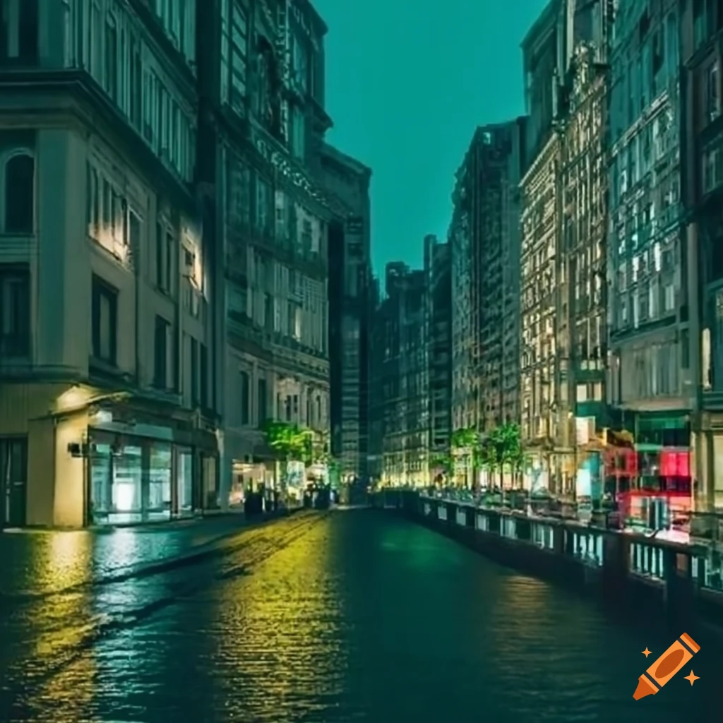 modern green background of a city