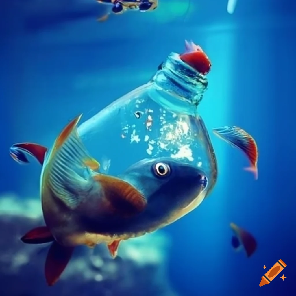 image of fish swimming in a bottle