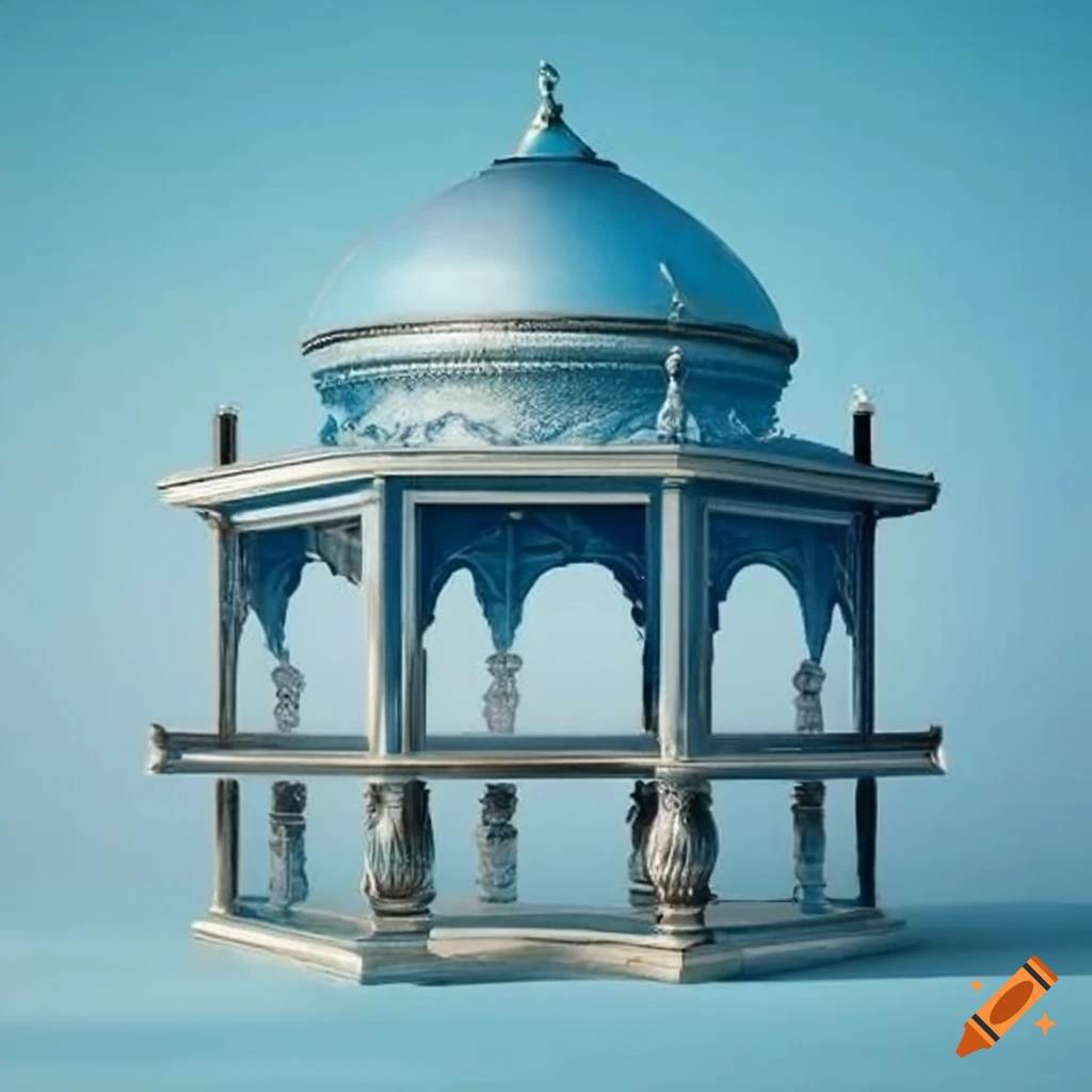 silver ornamental islamic gazebo under a blue sky