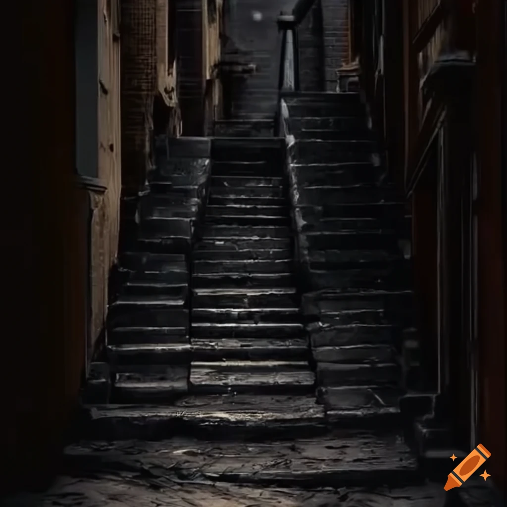 wet stairs in the rain