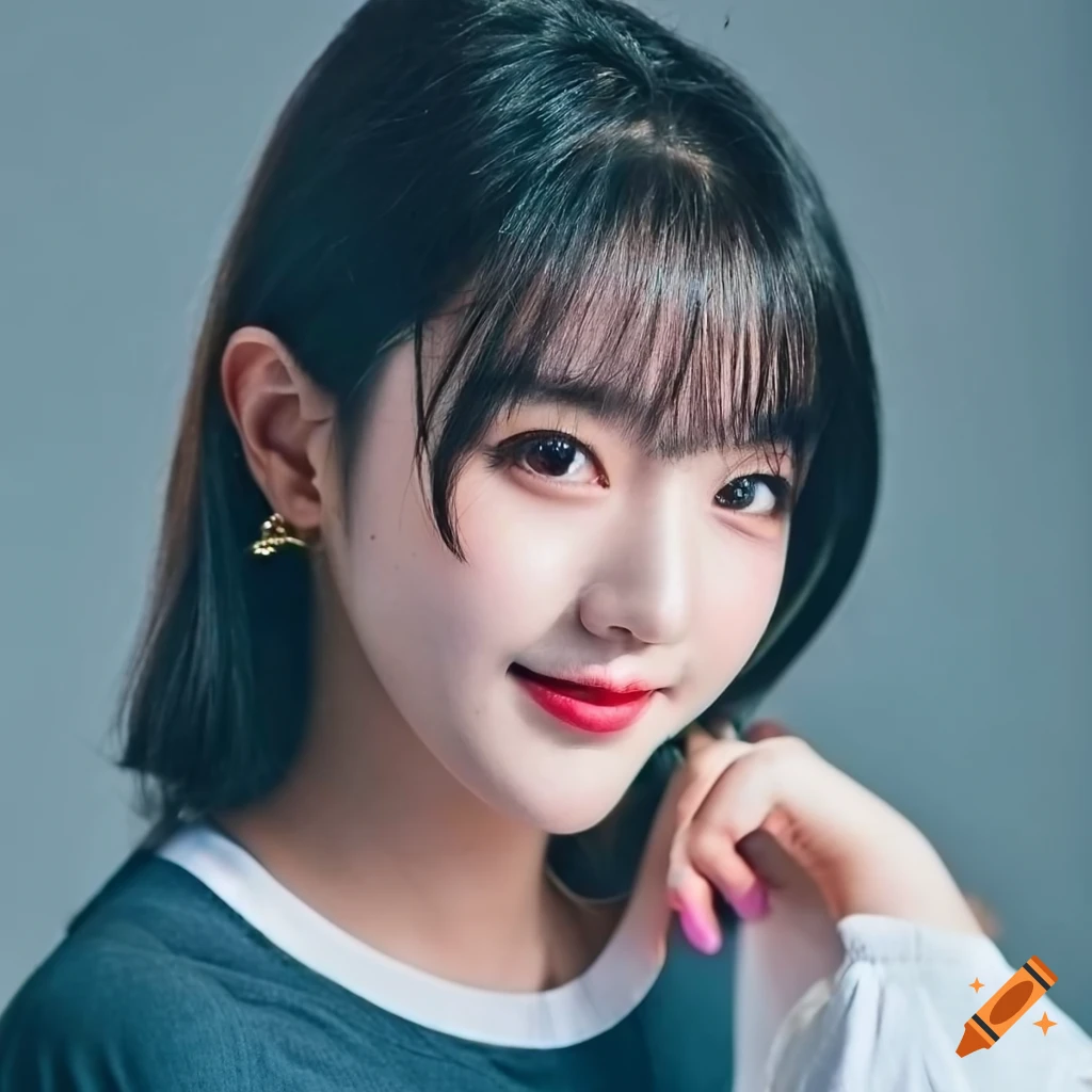 portrait of a cheerful 15-year-old female idol