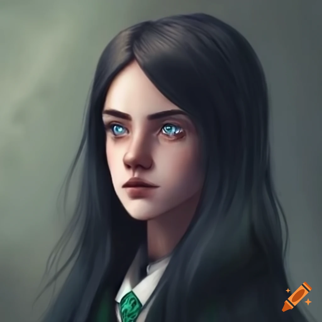 Portrait of a female slytherin student on Craiyon