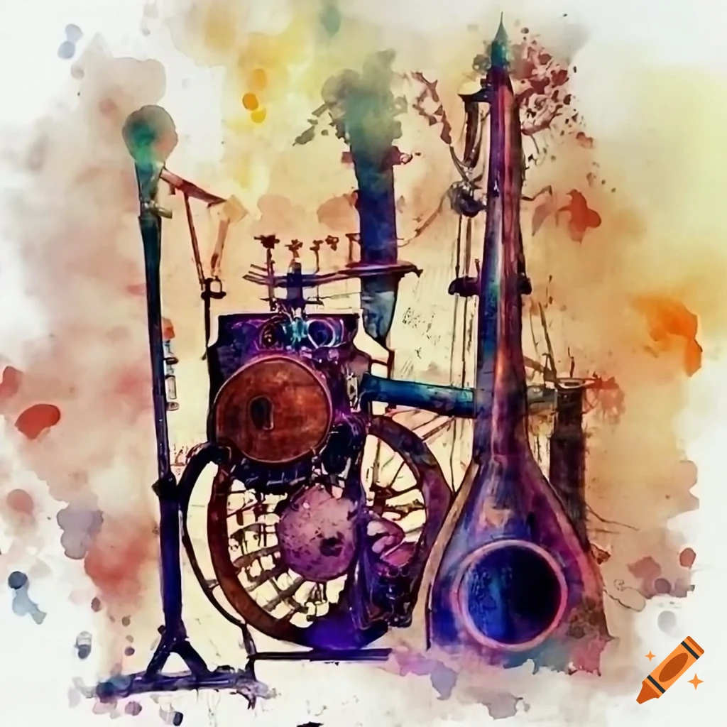 Vintage steampunk music instruments