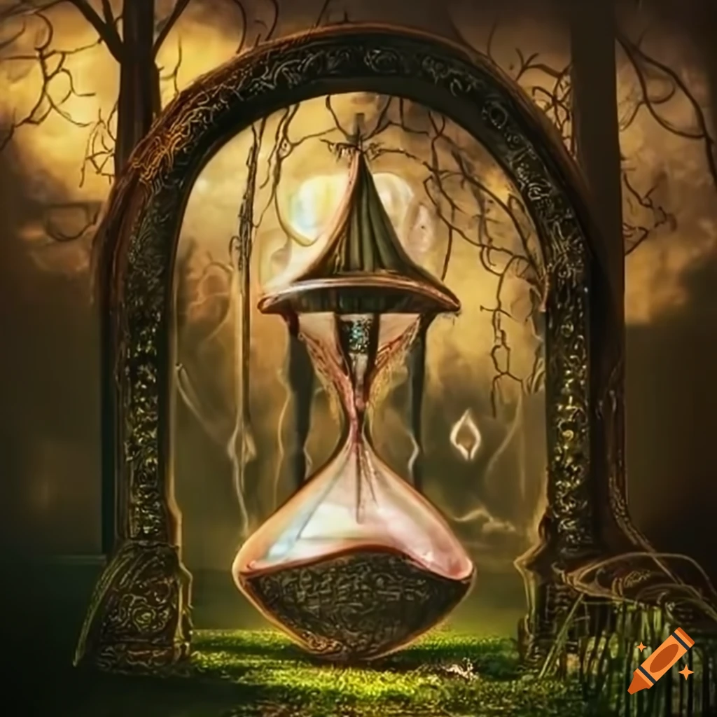 artistically crafted gate in the shape of an hourglass