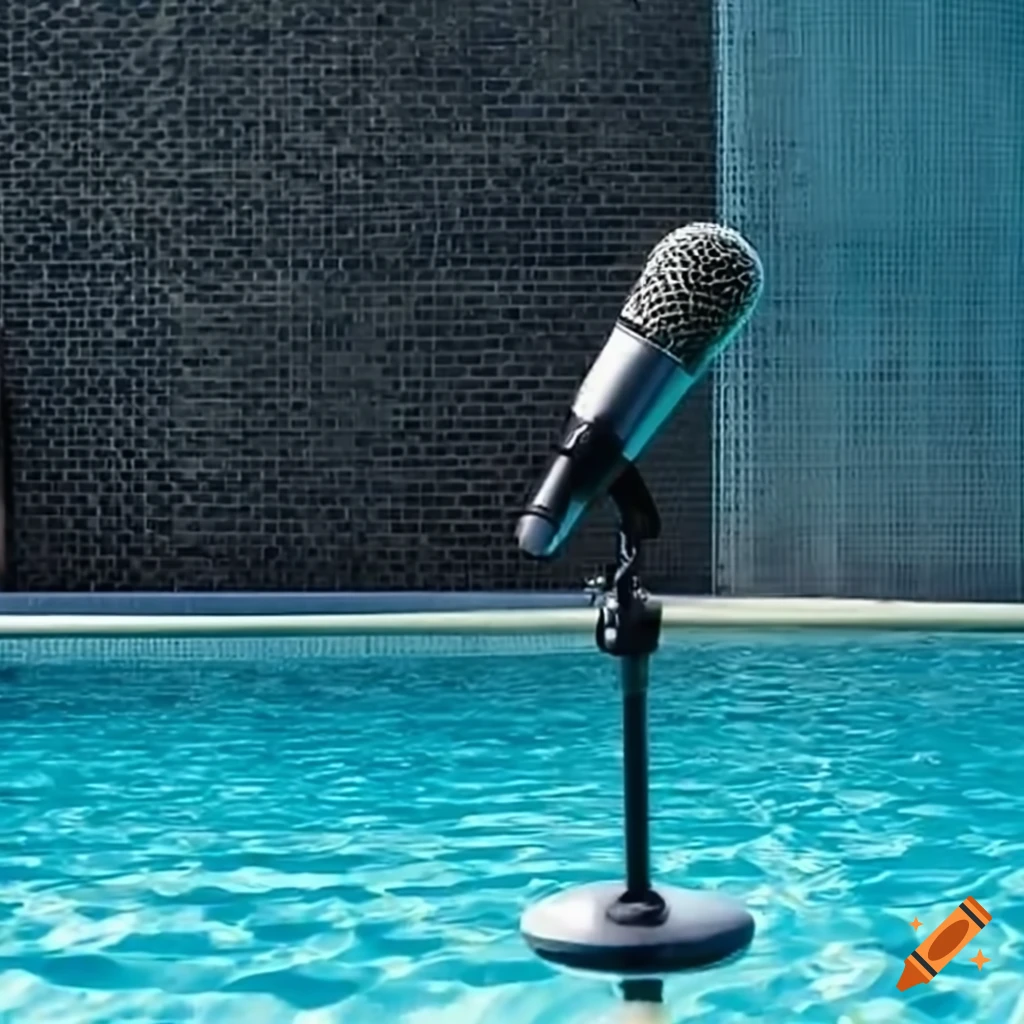 Unusual image of a microphone in a swimming pool