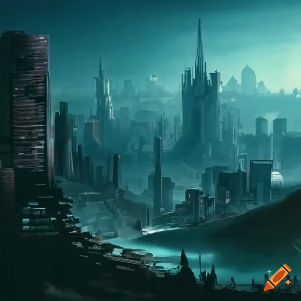 Science Fiction Jungle City Landscape On Craiyon
