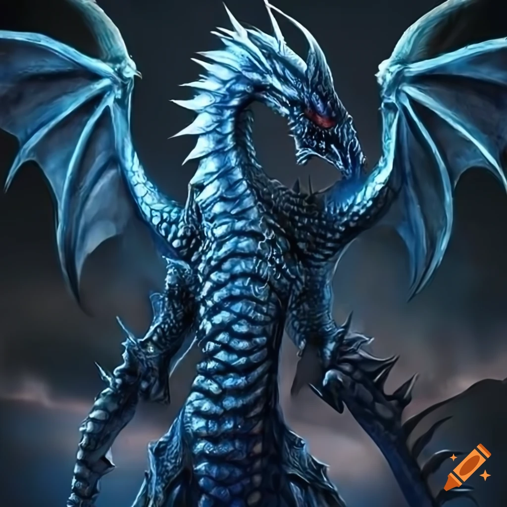 Dark blue dragon illustration on Craiyon