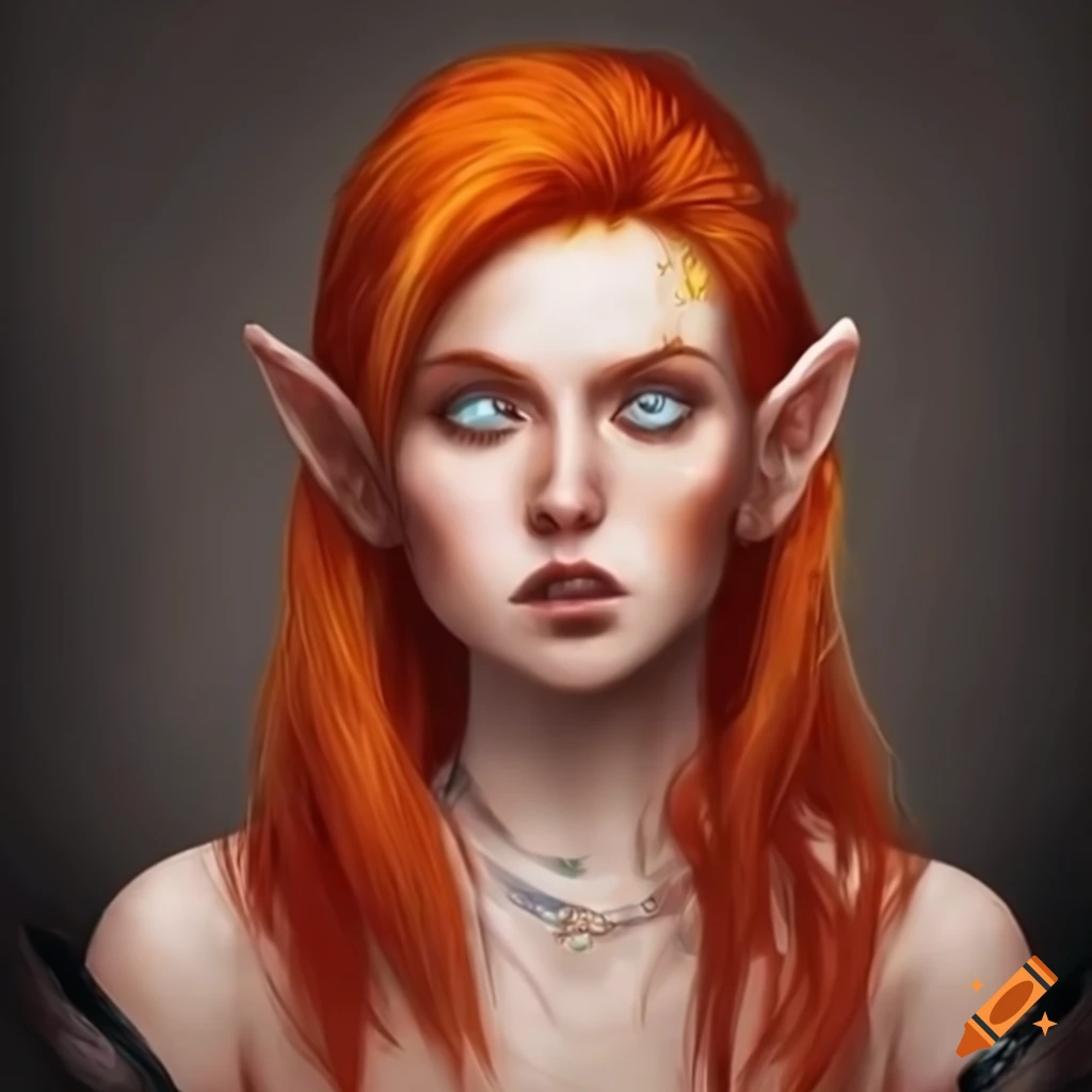 portrait of a unique half-elf woman