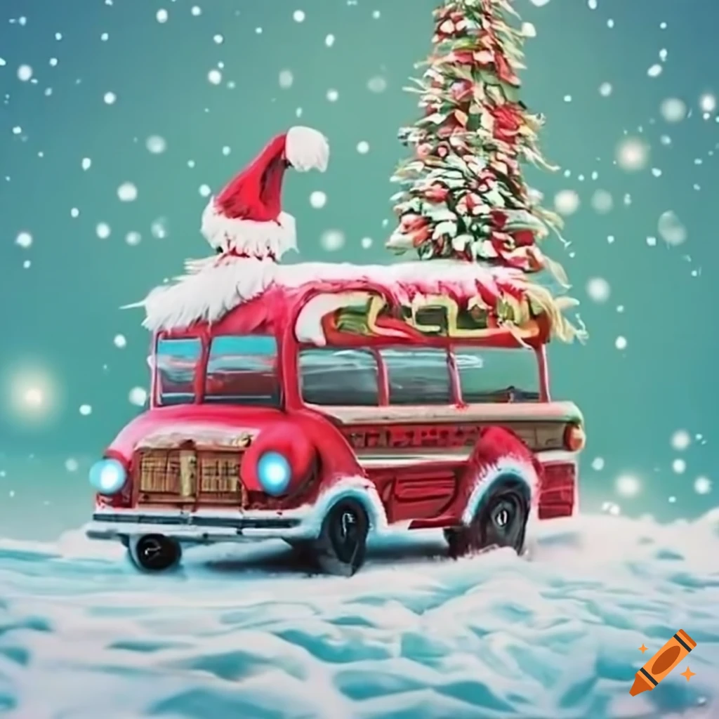 festive bus decorated for Christmas