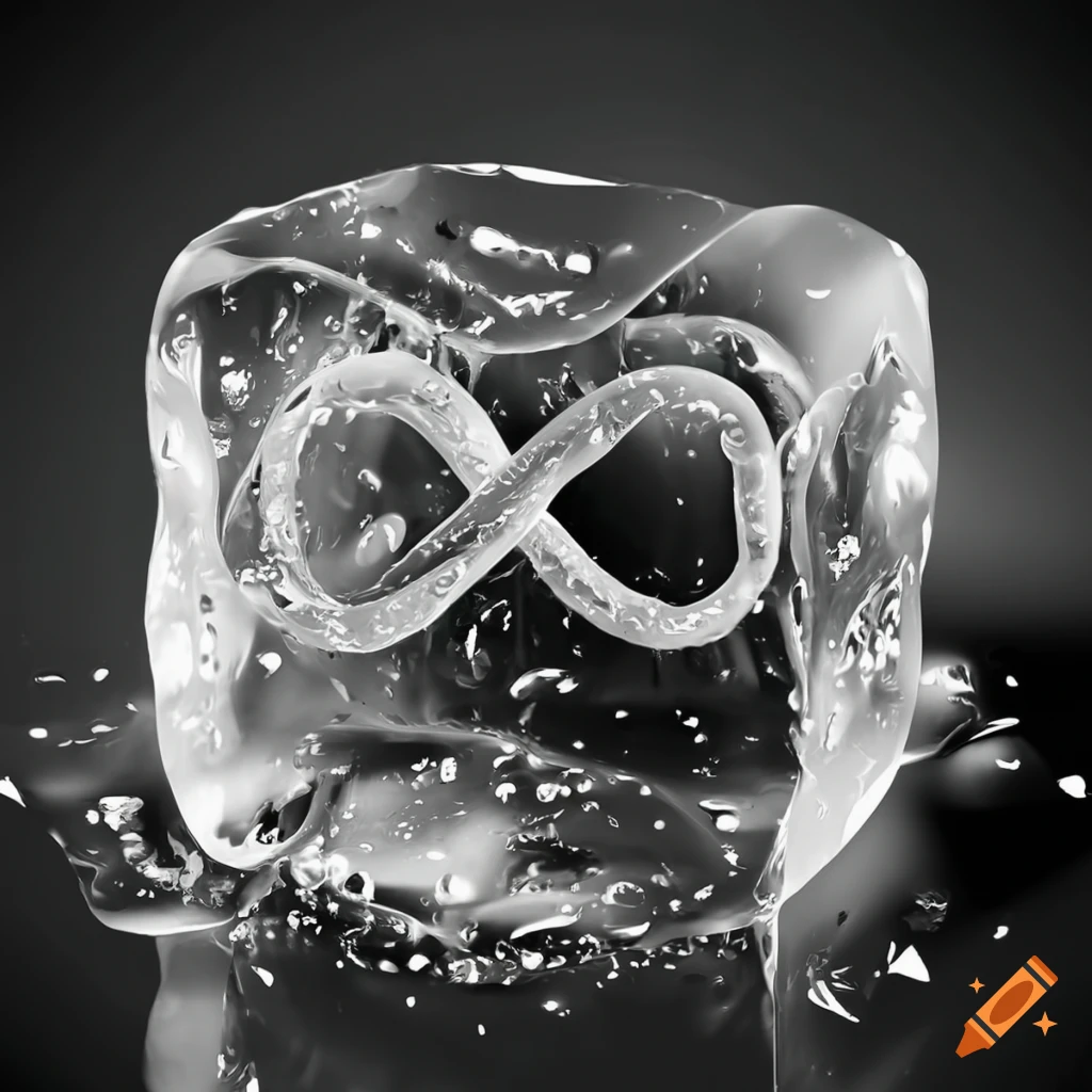 ice sculpture of an infinity symbol in a black room