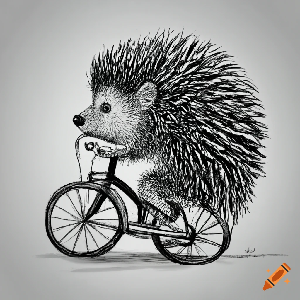 hedgehog riding a bicycle