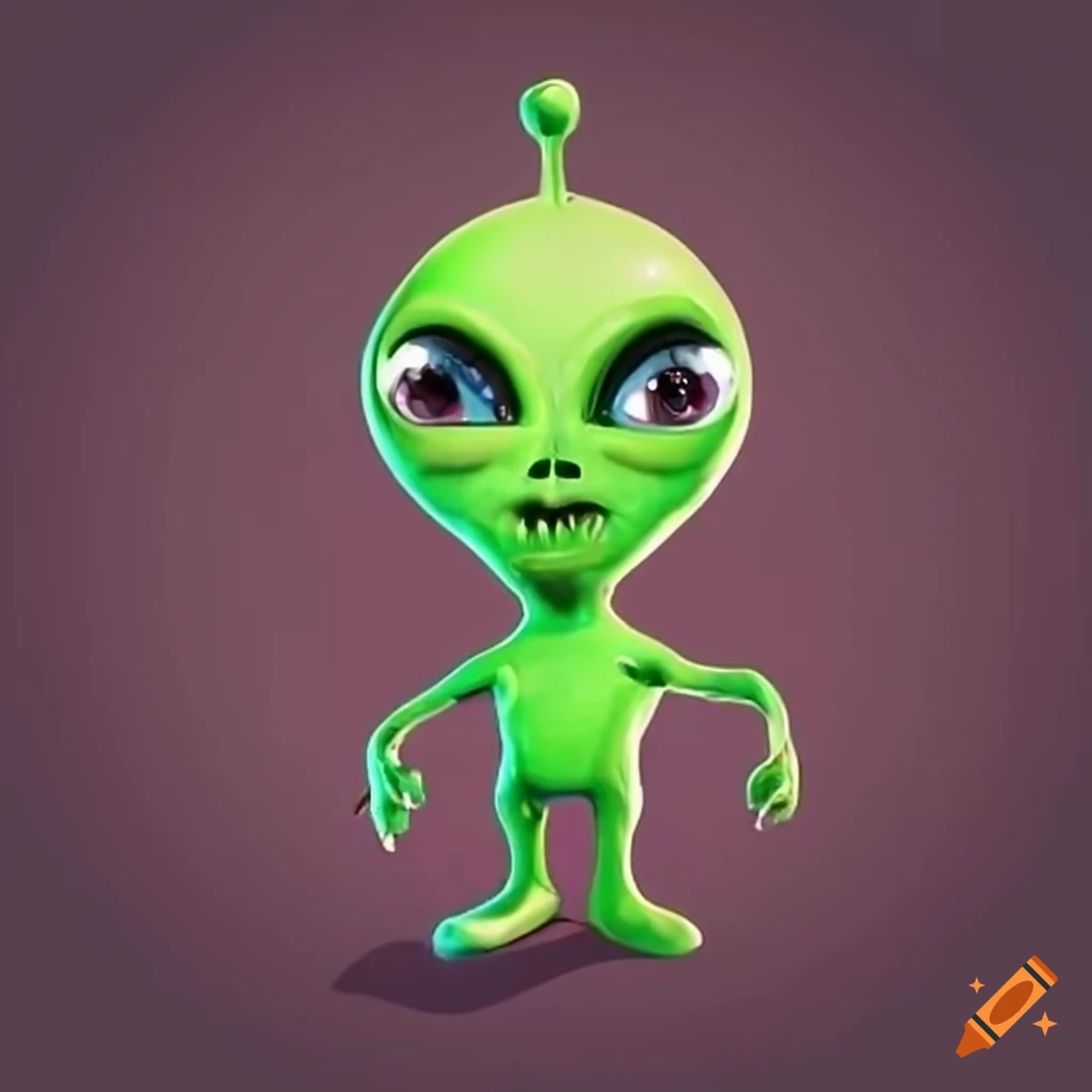 Pixel Art Green And Gray Cartoon Alien Character 8 Bit Pixel Alien