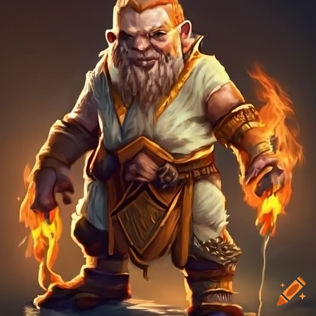artwork of a dwarf wildfire druid monk