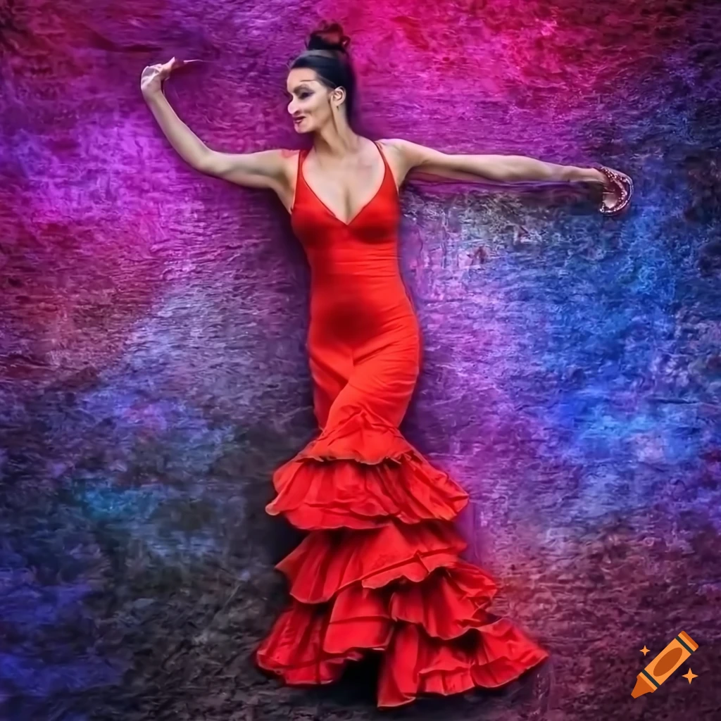 Flamingo wearing a flamenco dress on Craiyon