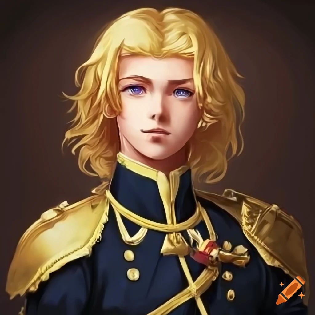 portrait of a young king in black military uniform