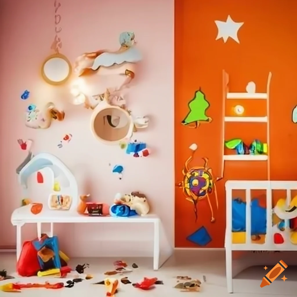 colorful kids room with toys and painted wall