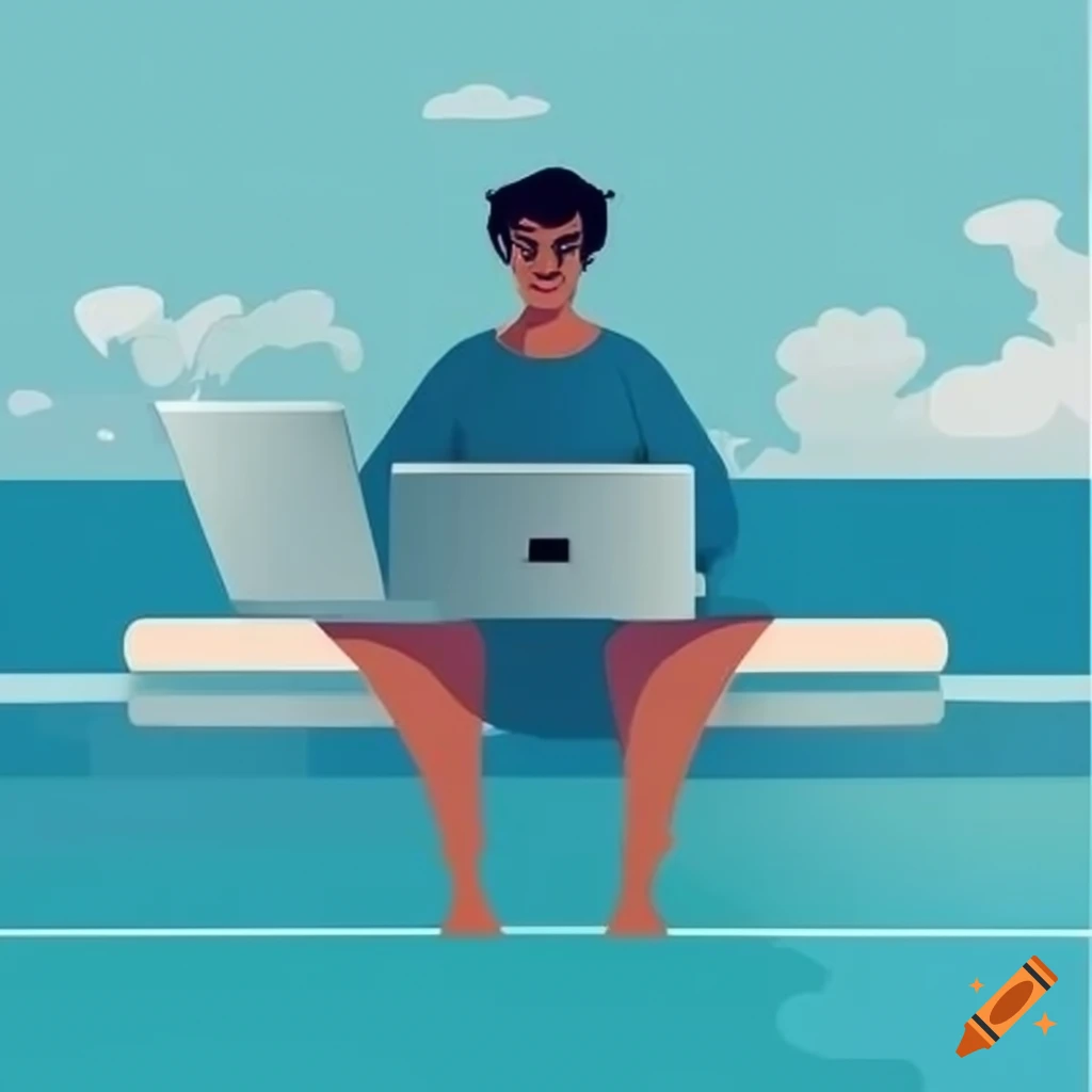 art-vectoriel-d-un-homme-regardant-un-ordinateur-portable-et-une