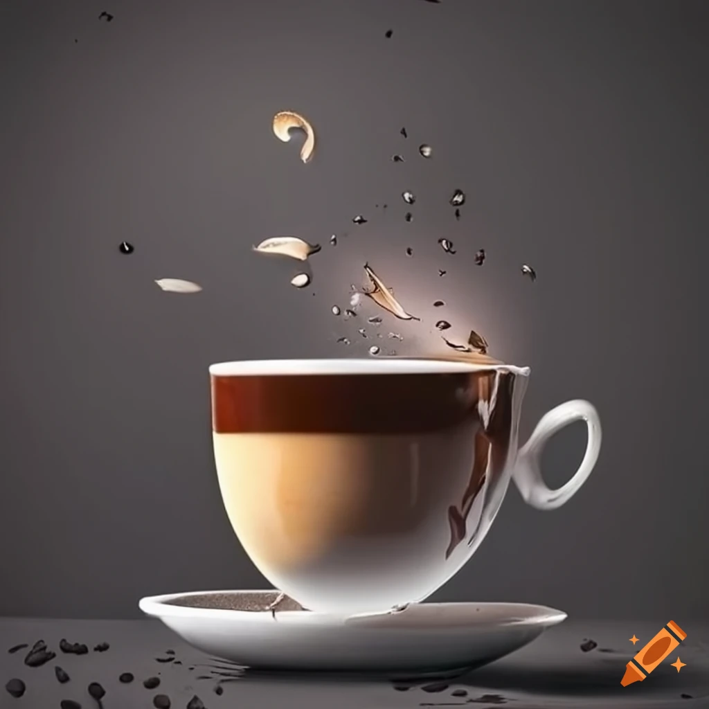 coffee mug shattering and coffee splashing